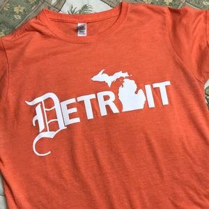 Ladies Orange Detroit T-Shirt